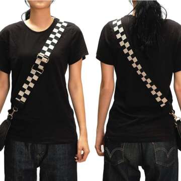 Like Dreams Wide Shoulder Adjustable Checks Straps for Crossbody Canvas Bag Handbag Replacement Straps (Black White)