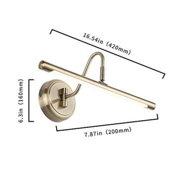 JOOSENLUX Modern LED Picture Lights Fixtures,Art Decor Metal Artwork Mini Accent Spotlights 16.54" Inch,7W(45W Eqv.),Natural White 3000K,Hardwire Swing Arm, Antique Bronze Finish