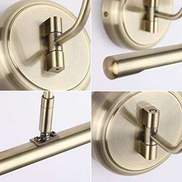 JOOSENLUX Modern LED Picture Lights Fixtures,Art Decor Metal Artwork Mini Accent Spotlights 16.54" Inch,7W(45W Eqv.),Natural White 3000K,Hardwire Swing Arm, Antique Bronze Finish