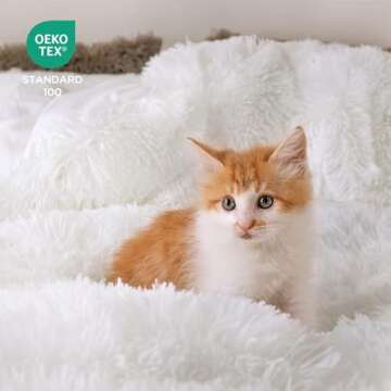 Dreamcountry Plush Fluffy Duvet Cover Oeko-TEX Certified Luxury Ultra Soft Shaggy Crystal Velvet Bedding Set 3 Pieces(1 Duvet Cover + 2 Pillow Shams) Zipper Closure(Queen, White)