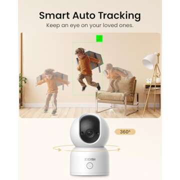 ZOSI Indoor Pan/Tilt Smart Security Camera,C518 2K 360 Degree Baby Pet Monitor,Plug-in 2.4G/5G Dual-...