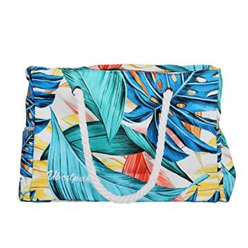 Ubestpak Leaves Design XXL Tote Bags For Women's Beach, Gym, Swim, Pool, Travel
