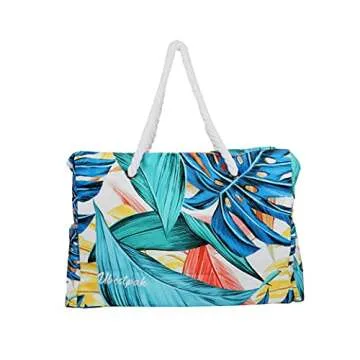 Ubestpak Leaves Design XXL Tote Bags For Women's Beach, Gym, Swim, Pool, Travel