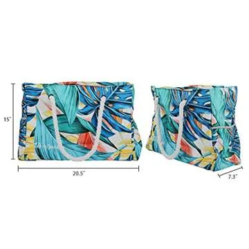 Ubestpak Leaves Design XXL Tote Bags For Women's Beach, Gym, Swim, Pool, Travel