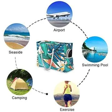Ubestpak Leaves Design XXL Tote Bags For Women's Beach, Gym, Swim, Pool, Travel