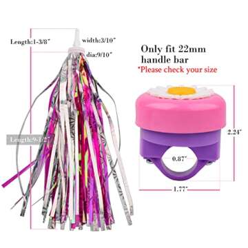 U-LIAN Kids Bike Bell and Streamers for Girls-1 Pack Bicycle Bell with 2 Pack Handlebar Streamers Scooter Tassels for Children's Bike Accessories