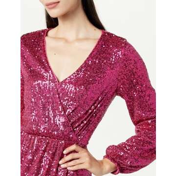 Helena Sequin Wrap Dress in Luminous Pink for Plus Sizes