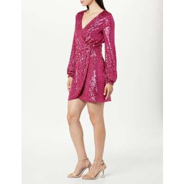 Helena Sequin Wrap Dress in Luminous Pink for Plus Sizes