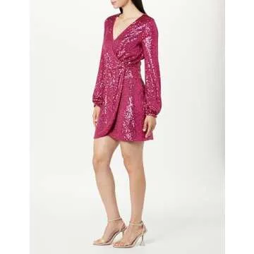 Helena Sequin Wrap Dress in Luminous Pink for Plus Sizes
