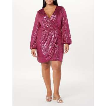 Helena Sequin Wrap Dress in Luminous Pink for Plus Sizes