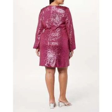 Helena Sequin Wrap Dress in Luminous Pink for Plus Sizes