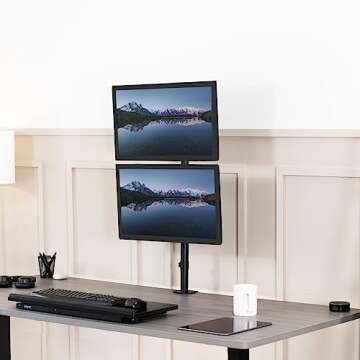 VIVO Dual Vertically Stacked Monitor Desk Mount, Extra Tall Adjustable Stand for 2 Ultrawides up to ...