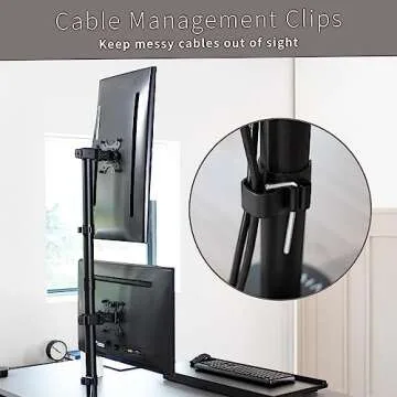 VIVO Dual Vertically Stacked Monitor Desk Mount, Extra Tall Adjustable Stand for 2 Ultrawides up to 34 inches, 22 lbs Capacity, Black, STAND-V002T