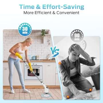 RLSOO Electric Spin Scrubber: Cordless Brush with 8 Heads & Adjustable Speeds