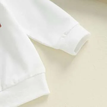 Pudcoco Toddler Baby Boys First Birthday Outfit Football 1st Year Down Sweatshirt and Jogger Pants Set Fall Clothes (White, 12-18 Months)