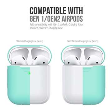KeyBudz AirPods 2 & 1 Case [Front LED Visible] Protective Silicone Cover and Skin Compatible with Apple AirPods (Without Carabiner, Diamond Blue)