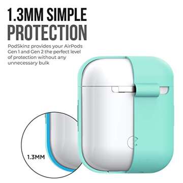 KeyBudz AirPods 2 & 1 Case [Front LED Visible] Protective Silicone Cover and Skin Compatible with Apple AirPods (Without Carabiner, Diamond Blue)