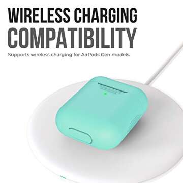 KeyBudz AirPods 2 & 1 Case [Front LED Visible] Protective Silicone Cover and Skin Compatible with Apple AirPods (Without Carabiner, Diamond Blue)