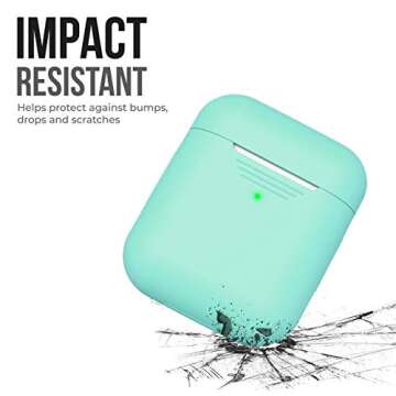 KeyBudz AirPods 2 & 1 Case [Front LED Visible] Protective Silicone Cover and Skin Compatible with Apple AirPods (Without Carabiner, Diamond Blue)