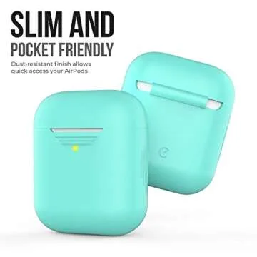 KeyBudz AirPods 2 & 1 Case [Front LED Visible] Protective Silicone Cover and Skin Compatible with Apple AirPods (Without Carabiner, Diamond Blue)