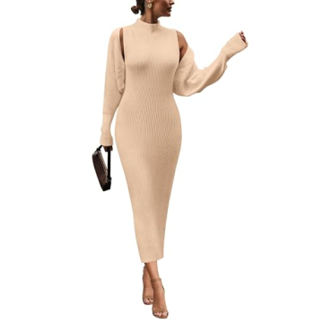 PRETTYGARDEN Women's Fall 2 Piece Bodycon Tank Sweater Dress and Cropped Cardigan