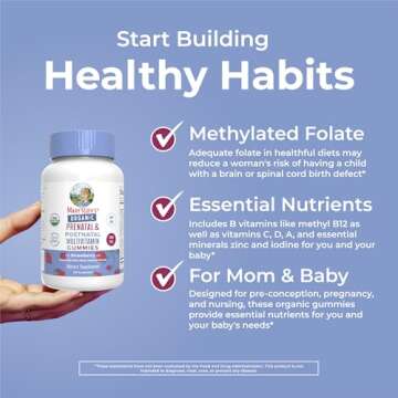 MaryRuth Organics Prenatal Vitamins for Women | USDA Organic Prenatal Gummies | Postnatal Vitamins for Women Breastfeeding | Methylfolate 800 mcg DFE | Iodine | Vegan | Non GMO | 30 Servings
