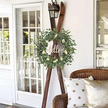 Eucalyptus Door Wreaths for Front Door Outside,Green Wreath Porch Decor for All Season，Christmas, ...