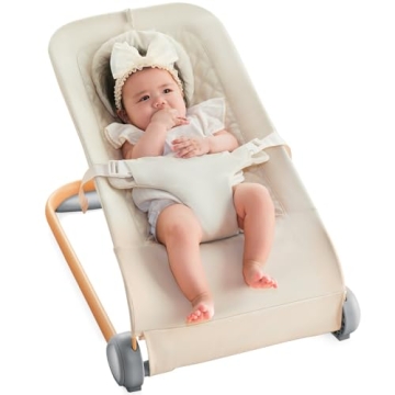 Fodoss Baby Bouncer - Ergonomic Portable Baby Chair for Infants, Beige