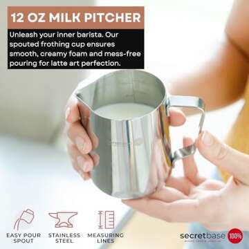 Secretbase Milk Frother Mixer Set - Rechargeable 3 Speed