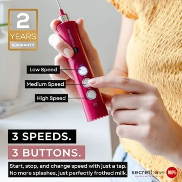 Secretbase Milk Frother Mixer Set - Rechargeable 3 Speed