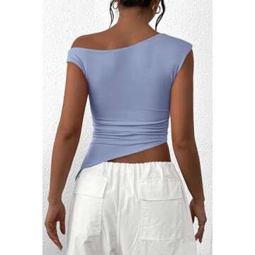 PRETTYGARDEN Womens 2025 Summer Off The Shoulder Crop Tops Sleeveless One Shoulder Ruched Asymmetric...