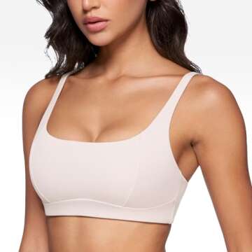 INGIA Women's Square Scoop Neck Sports Bra - Wireless Comfort for Low Impact Activities