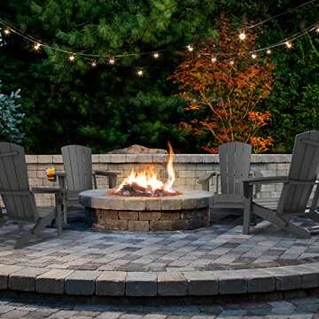 MARVOWARE 4 Pack Folding Adirondack Chair with Cup Holder for Outdoor Patio Lawn Fire Pit Backyard D...