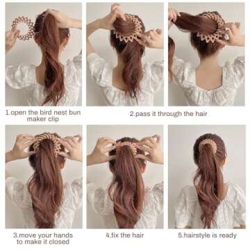 Sizobi Bird Nest Magic Hair Clip, Hair Accessories for Women,Hair Ties Bun Maker Scrunchies for Thick Thin Hair,Hair Clips for Women,Ponytail Holders