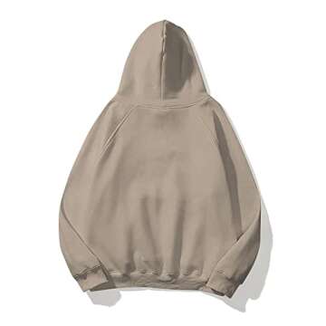 Lauweion Women Solid Basic Fleece Letter Loose Hoodie Sweatshirt Long Sleeve Kangaroo Pocket Drop Sh...