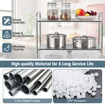 Stylish RELAX4LIFE Rolling Storage Cart for Home Office School