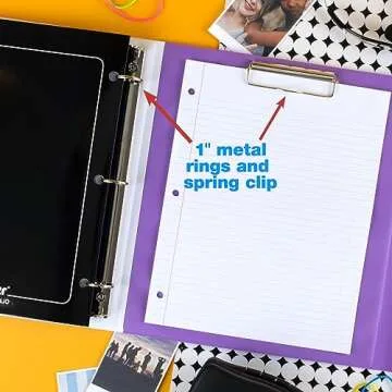 Mead Trapper Keeper Binder, Retro Design, 1 Inch Binder, 2 Folders and Extra Pocket, Metal Rings and Spring Clip, Secure Storage, Palm Trees, Mead School Supplies (260038FDE1-ECM)