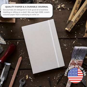 Portage Blank Hardcover Aesthetic Notebook - 224 Pages, Cream Pages, Durable Design