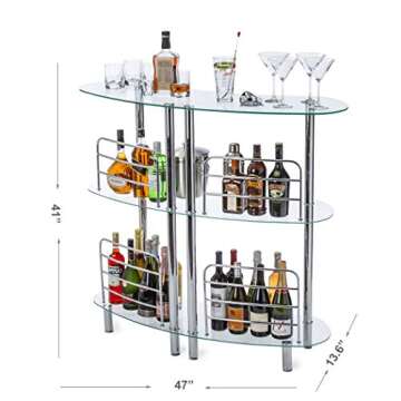 Mango Steam Bar Table for Home - Contemporary Modern Home Bar Unit, Liquor Bar with 2-Tier Storage S...