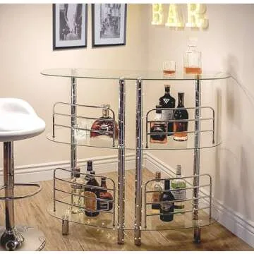 Mango Steam Home Bar Table - Contemporary Liquor Storage Unit