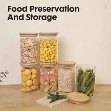 YUNCANG Glass Food Storage Jars 37oz [Set of 6],Clear Glass Food Storage Containers with Airtight Ba...