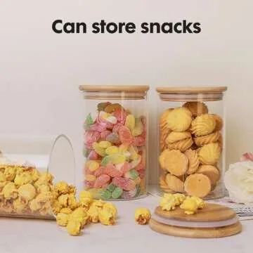 YUNCANG Glass Food Storage Jars 37oz [Set of 6],Clear Glass Food Storage Containers with Airtight Bamboo Lid Stackable Kitchen Canisters for Candy,Cookie,Rice,Sugar,Flour,Pasta