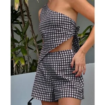 Shop Women's Y2K Gingham Shorts Set for Summer Style