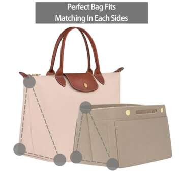 ETTP Purse Organizer Insert for Tote, Handbag Organizer Compatible with Shoulder Bag Large/Small, LE...