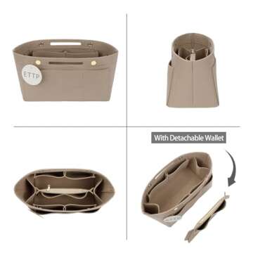 ETTP Purse Organizer Insert for Longchamp Bags and More