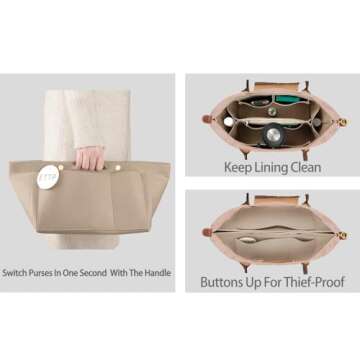 ETTP Purse Organizer Insert for Longchamp Bags and More