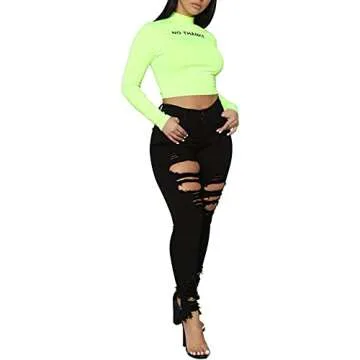 ZERMOM Women's Ripped Skinny Jeans - Stylish & Comfortable Denim