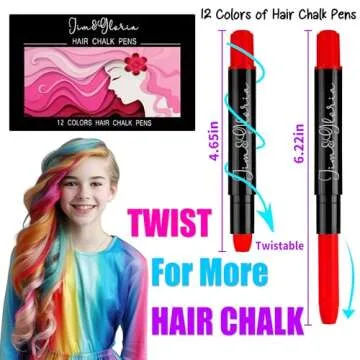 Jim&Gloria Dustless Hair Chalk for Girls Washable, Toy Gifts for Girls Makeup Kit, Temporary Hair Co...