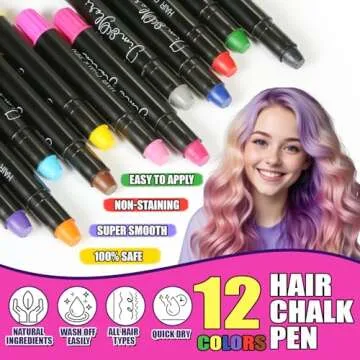 Jim&Gloria Dustless Hair Chalk - Washable Fun for Kids