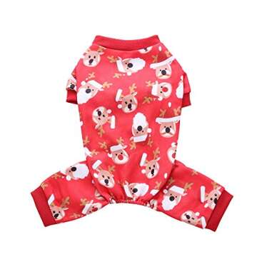 BWOGUE Small Pet Dogs Christmas Costumes Cute Santa Claus Rudolph Reindeer Xmas Pet Clothes for Dog Pajamas Soft Suit Shirts,Large